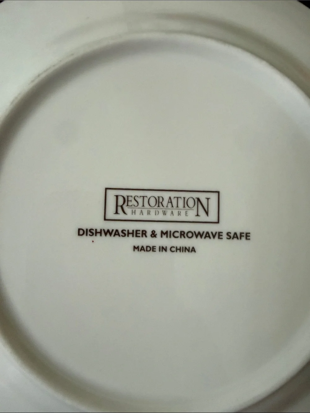 Restoration Hardware White Ceramic Brie Plate with Red, Blue, Yellow Accents